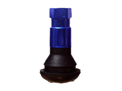 TR413ACb Bezdušový ventil pryžový chrom kryt modrý pro otvor v disku 11,5mm, délka 34mm
