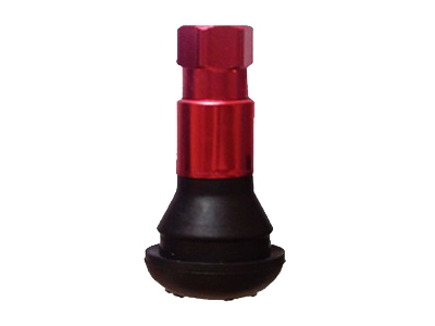 TR413ACa Bezdušový ventil pryžový chrom kryt červený pro otvor v disku 11,5mm, délka 34mm