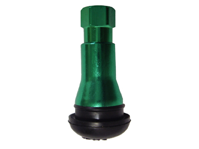 TR413ACc Bezdušový ventil pryžový chrom kryt zelený pro otvor v disku 11,5mm, délka 34mm
