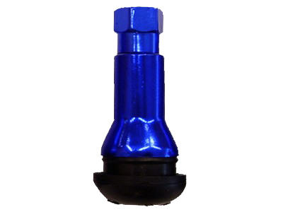 TR414ACb Bezdušový ventil pryžový chrom kryt modrý pro otvor v disku 11,5mm, délka 40mm