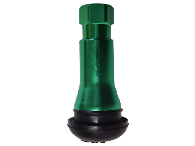TR414ACc Bezdušový ventil pryžový chrom kryt zelený pro otvor v disku 11,5mm, délka 40mm
