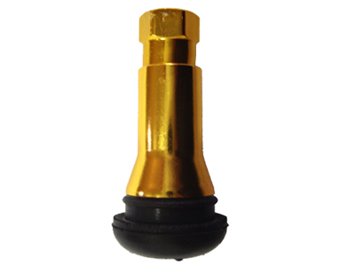 TR414ACd Bezdušový ventil pryžový chrom kryt zlatý pro otvor v disku 11,5mm, délka 40mm 
